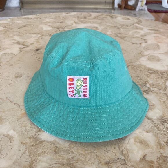 OBEY Rhythm Flat Top Bucket Hat Mint & White Unisex - Picture 1 of 8